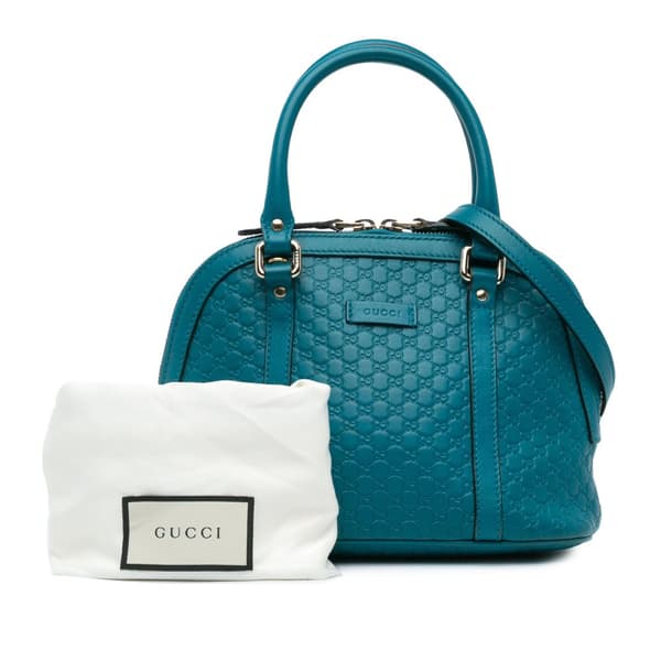 Pre-owned Gucci Mini Microguccissima Dome Satchel Blue
