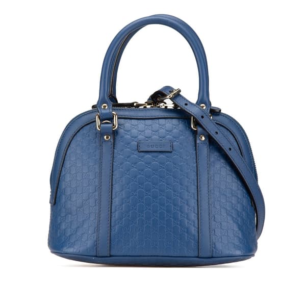 Pre-owned Gucci Mini Microguccissima Dome Satchel Blue