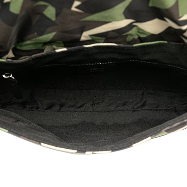 Pre-owned Fendi Nylon Camouflage Convertible Baguette Satchel Green