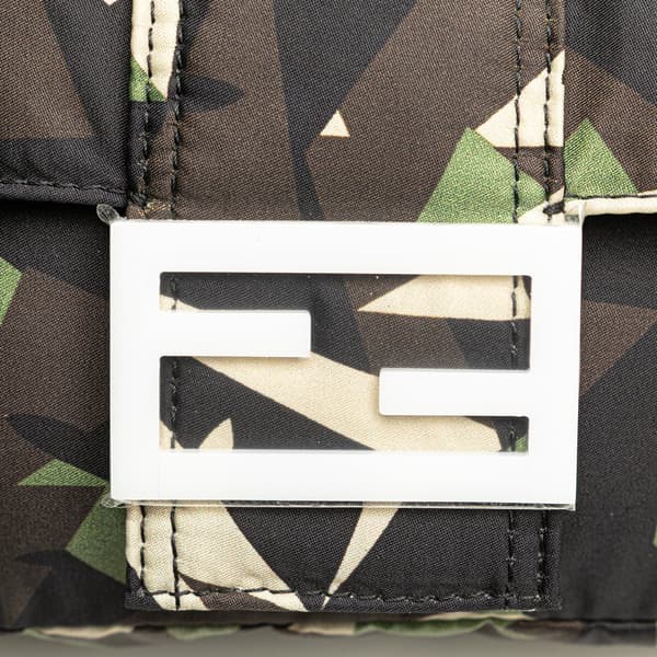 Pre-owned Fendi Nylon Camouflage Convertible Baguette Satchel Green