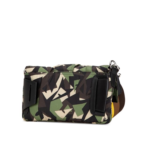 Pre-owned Fendi Nylon Camouflage Convertible Baguette Satchel Green