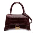 Miniatyrbillede 1 af 10: Pre-owned Balenciaga Small Croc Embossed Hourglass Top Handle Bag Red