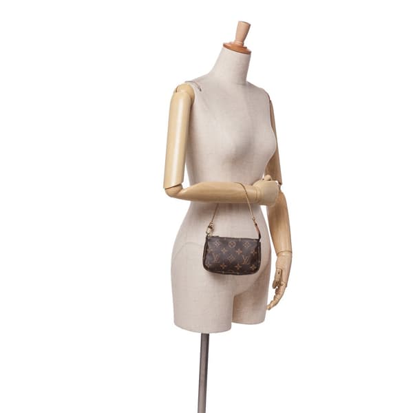 Pre-owned Louis Vuitton Monogram Mini Pochette Accessoires Brown