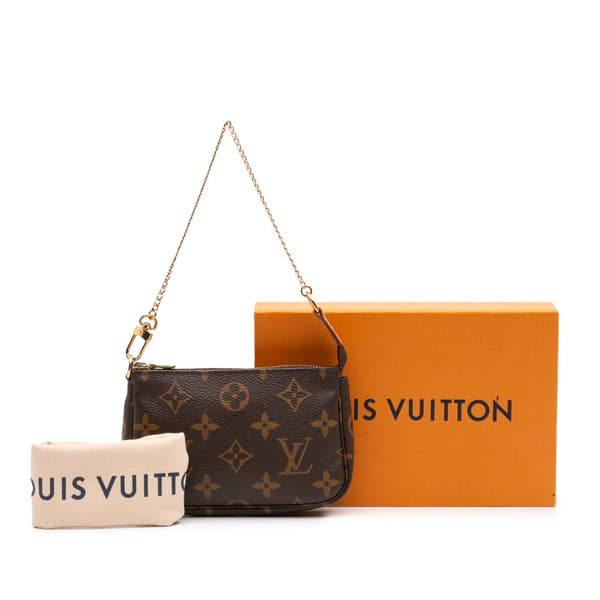 Pre-owned Louis Vuitton Monogram Mini Pochette Accessoires Brown
