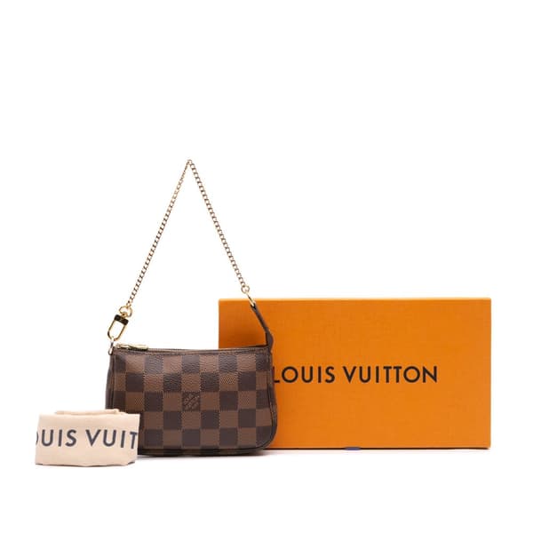 Pre-owned Louis Vuitton Damier Ebene Mini Pochette Accessoires Brown