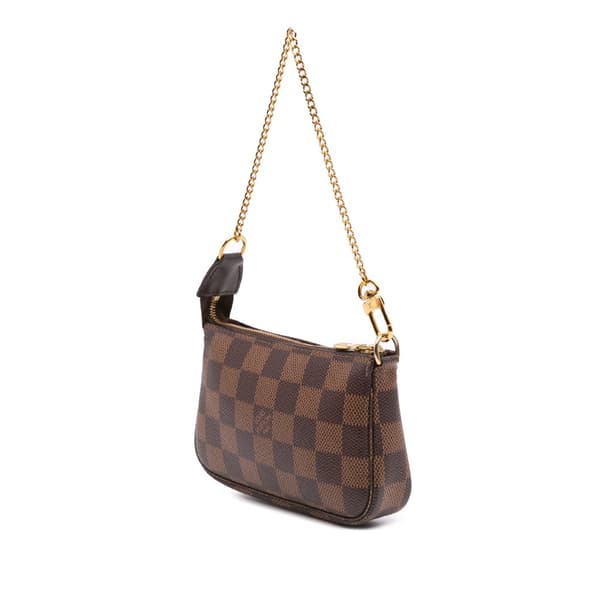 Pre-owned Louis Vuitton Damier Ebene Mini Pochette Accessoires Brown