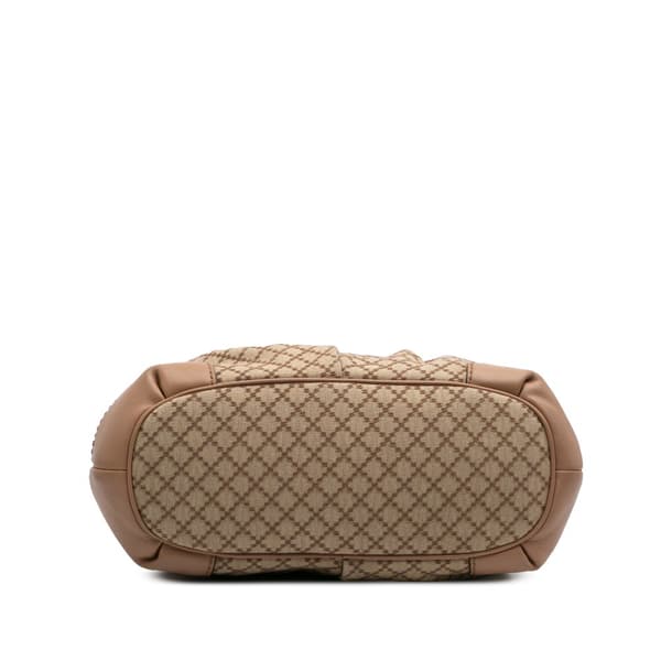 Pre-owned Gucci Diamante Canvas Sukey Satchel Brown