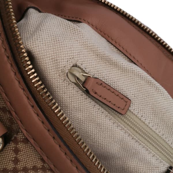 Pre-owned Gucci Diamante Canvas Sukey Satchel Brown