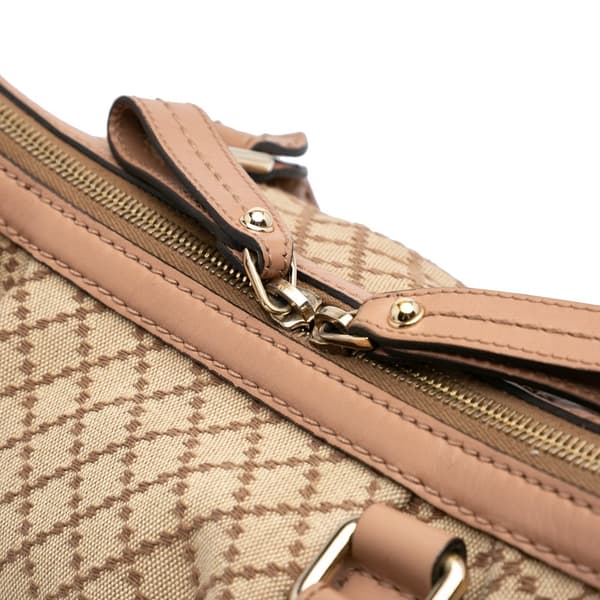 Pre-owned Gucci Diamante Canvas Sukey Satchel Brown