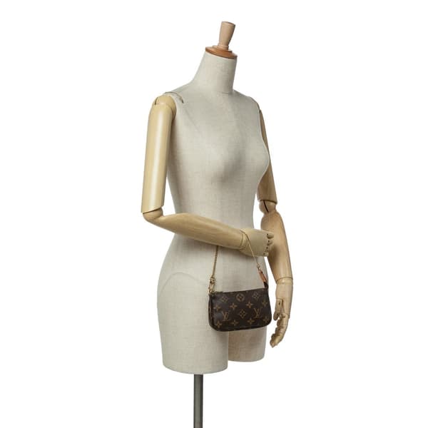 Pre-owned Louis Vuitton Monogram Mini Pochette Accessoires Brown