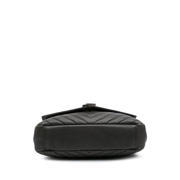 Pre-owned Saint Laurent Medium Monogram Chevron Sheepskin College Satchel Gray