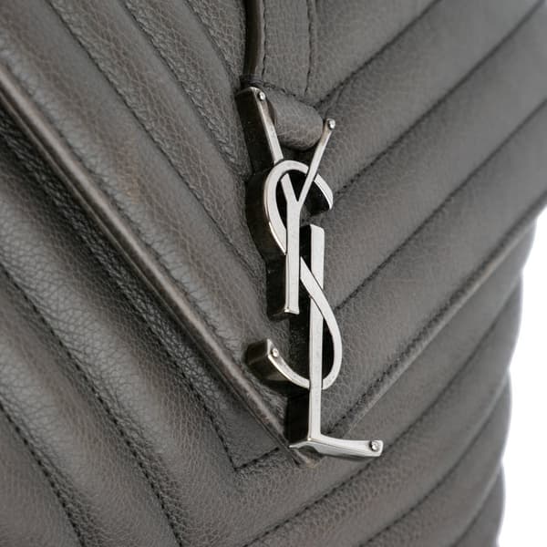 Pre-owned Saint Laurent Medium Monogram Chevron Sheepskin College Satchel Gray