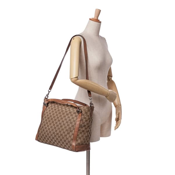 Pre-owned Gucci GG Canvas Miss GG Satchel Brown