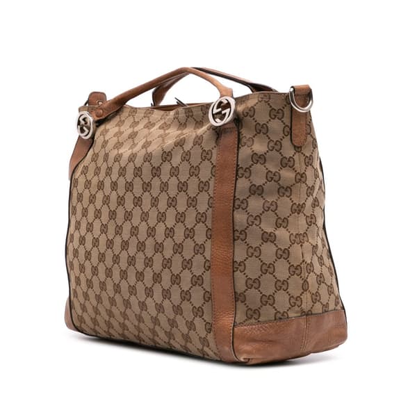 Pre-owned Gucci GG Canvas Miss GG Satchel Brown