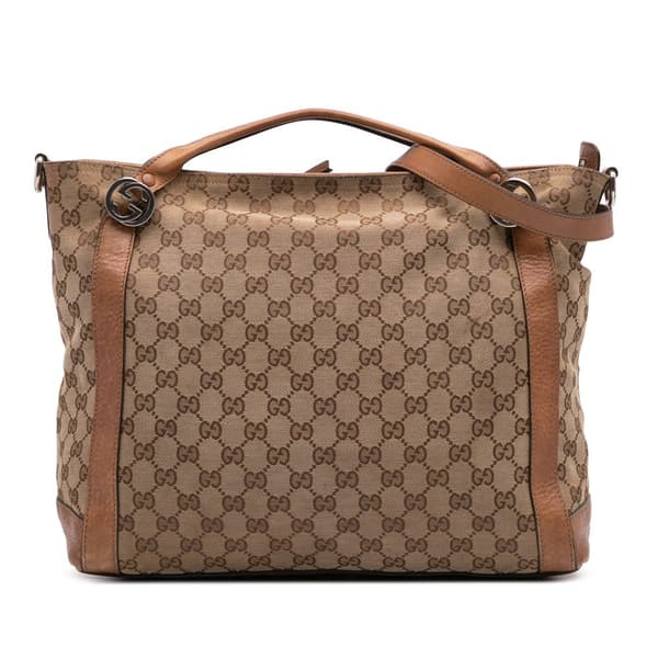 Pre-owned Gucci GG Canvas Miss GG Satchel Brown