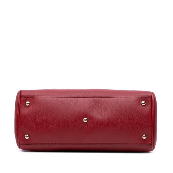 Pre-owned Gucci Medium Calfskin Bamboo Shopper Satchel Red