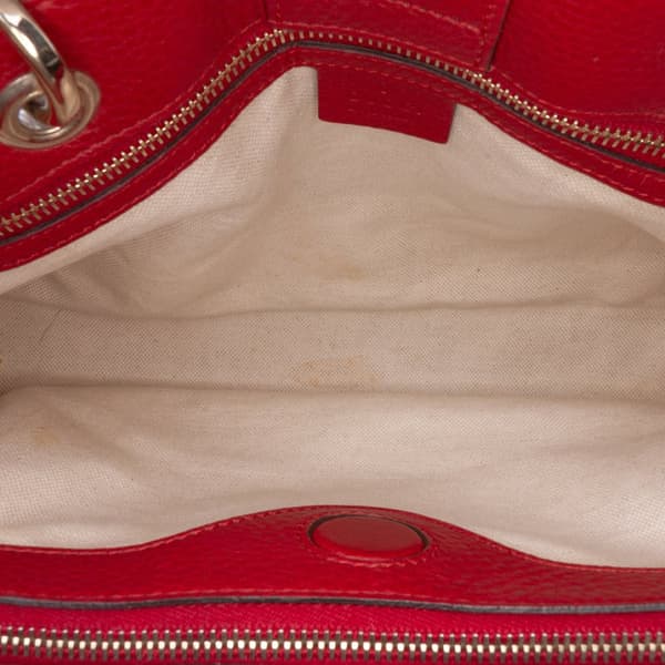 Pre-owned Gucci Medium Calfskin Bamboo Shopper Satchel Red