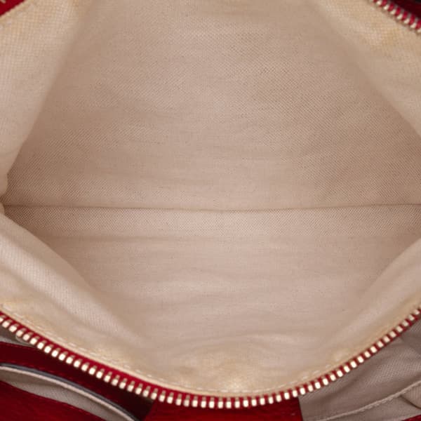 Pre-owned Gucci Medium Calfskin Bamboo Shopper Satchel Red