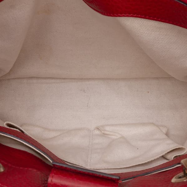 Pre-owned Gucci Medium Calfskin Bamboo Shopper Satchel Red