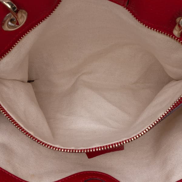 Pre-owned Gucci Medium Calfskin Bamboo Shopper Satchel Red