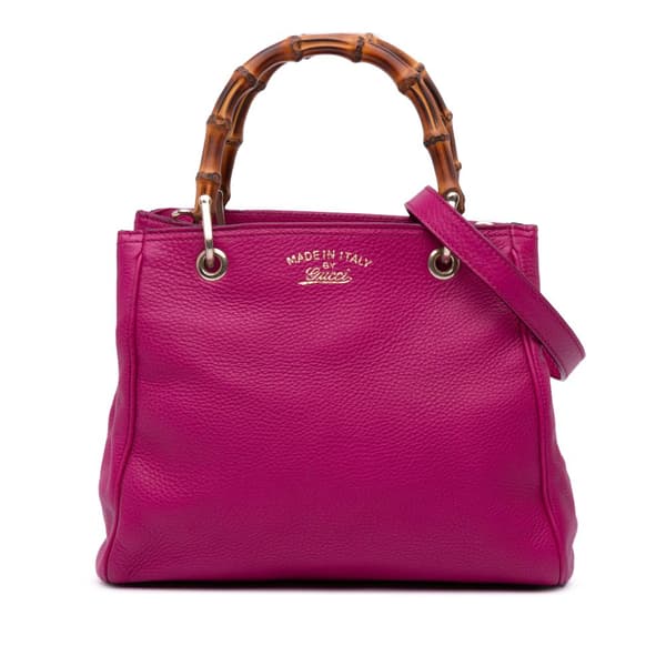 Pre-owned Gucci Small Calfskin Bamboo Shopper Satchel Pink