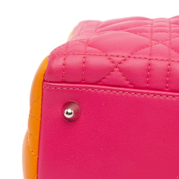 Pre-owned Dior Medium Tricolor Lambskin Cannage Lady Dior Pink