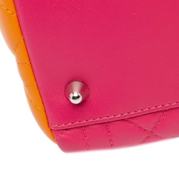Pre-owned Dior Medium Tricolor Lambskin Cannage Lady Dior Pink