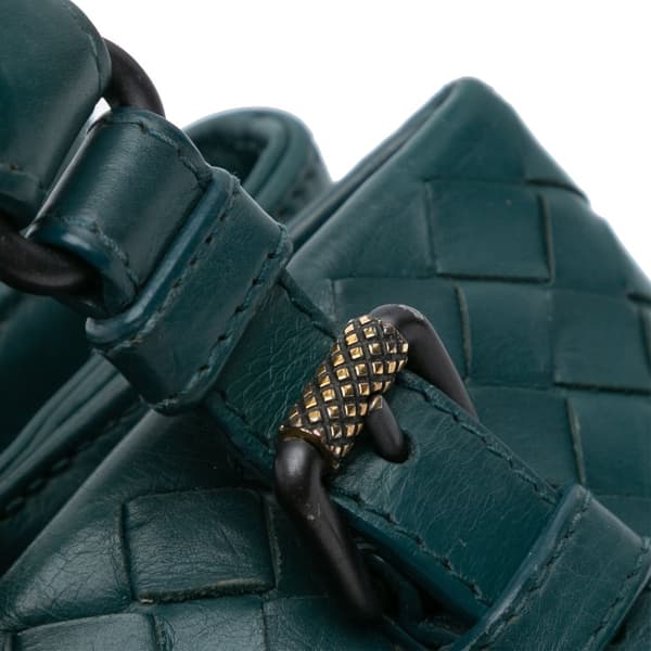 Pre-owned Bottega Veneta Mini Nappa Intrecciato Roma Satchel Green