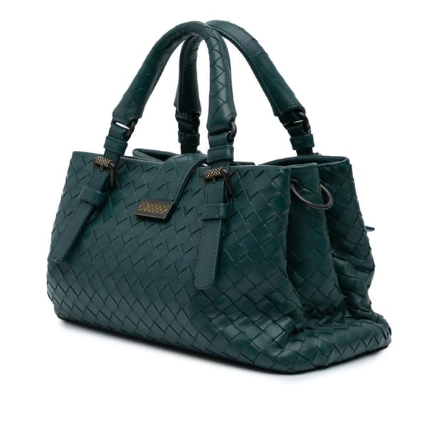 Pre-owned Bottega Veneta Mini Nappa Intrecciato Roma Satchel Green
