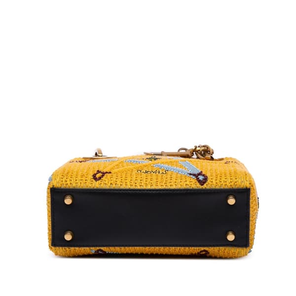 Pre-owned Dior Mini Embroidered Canvas Swords Lady Dior Yellow