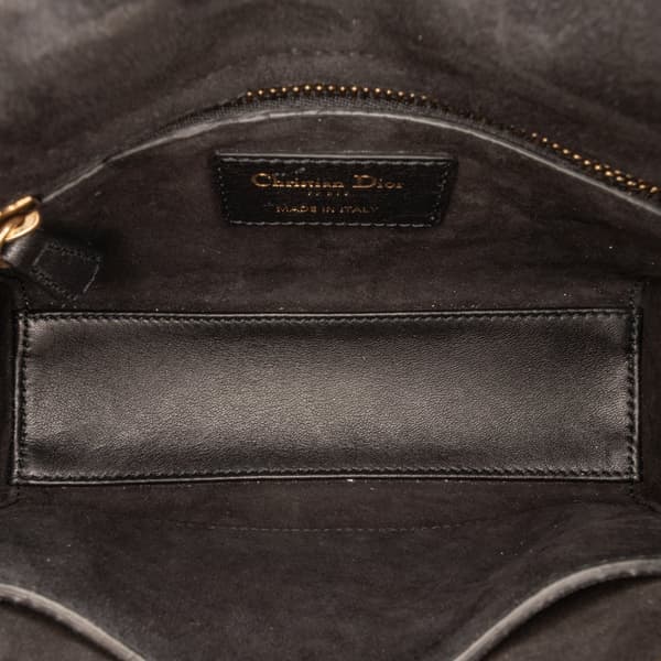 Pre-owned Dior Mini Embroidered Canvas Swords Lady Dior Yellow
