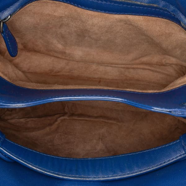 Pre-owned Bottega Veneta Nappa Intrecciato Napoli Satchel Blue