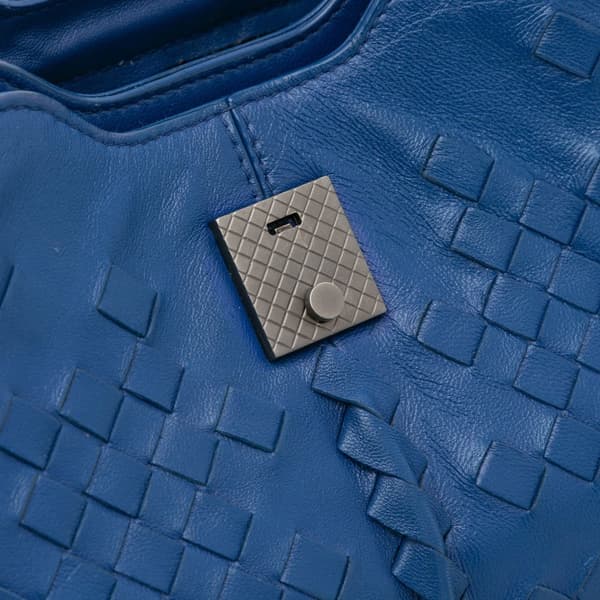 Pre-owned Bottega Veneta Nappa Intrecciato Napoli Satchel Blue