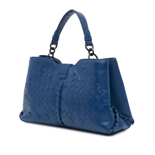 Pre-owned Bottega Veneta Nappa Intrecciato Napoli Satchel Blue