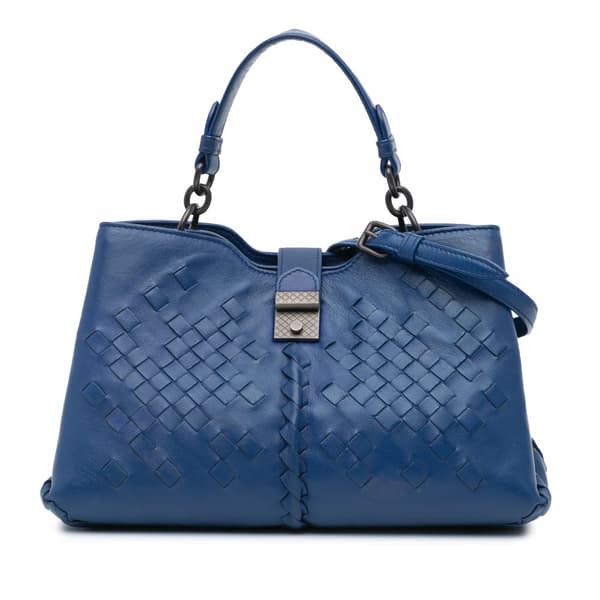 Pre-owned Bottega Veneta Nappa Intrecciato Napoli Satchel Blue