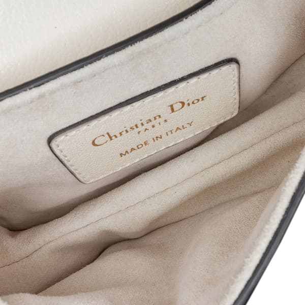 Pre-owned Dior Micro Goatskin Saddle White