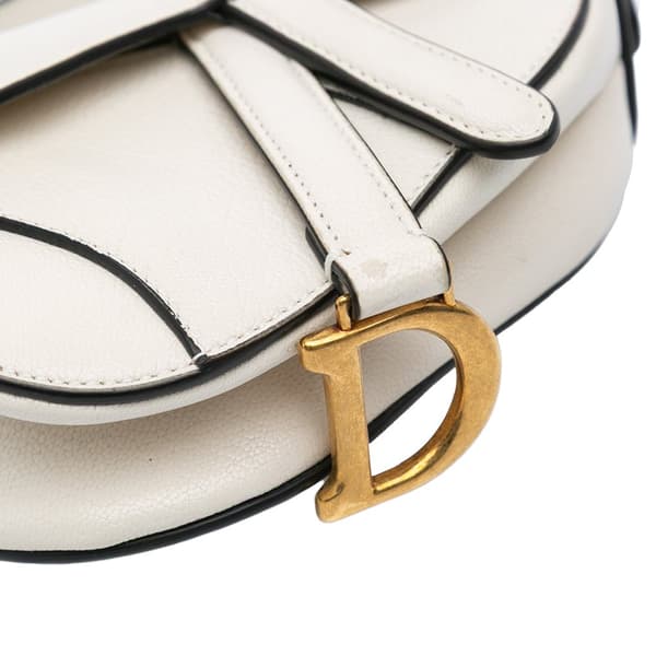 Pre-owned Dior Micro Goatskin Saddle White