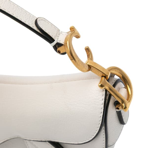 Pre-owned Dior Micro Goatskin Saddle White