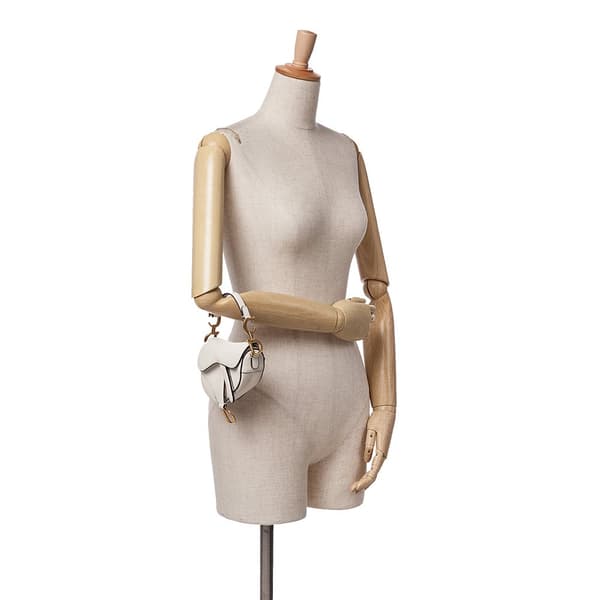 Pre-owned Dior Micro Goatskin Saddle White