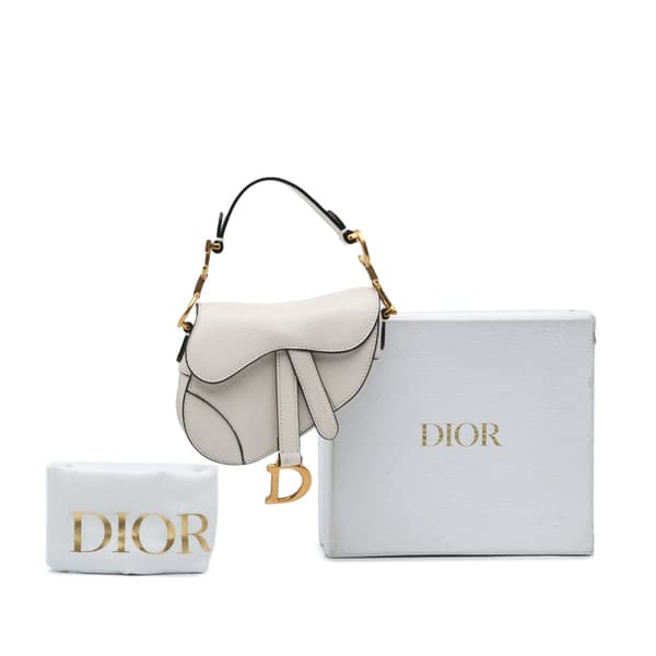 Pre-owned Dior Micro Goatskin Saddle White