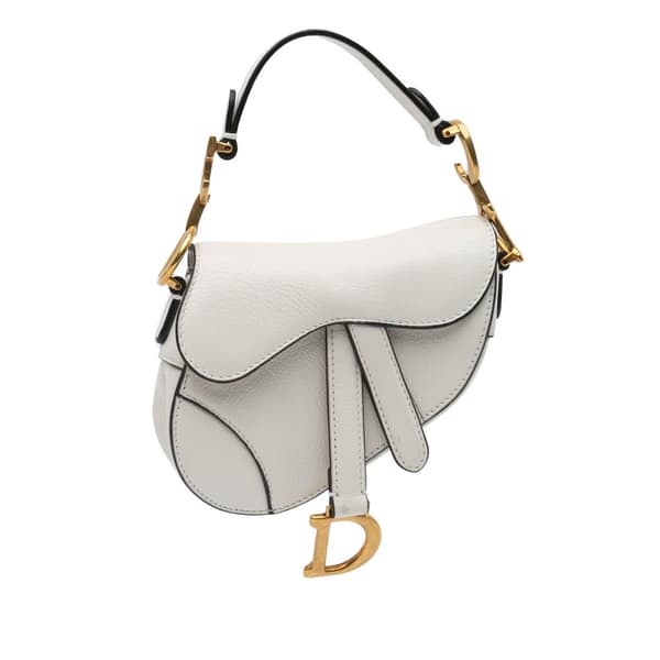 Pre-owned Dior Micro Goatskin Saddle White