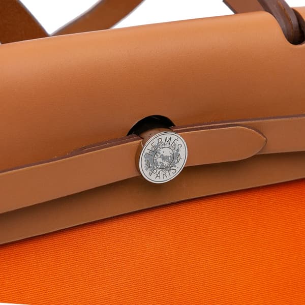 Pre-owned Hermès Toile Herbag Zip 31 Orange
