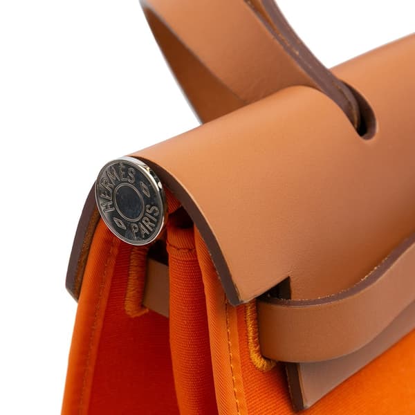 Pre-owned Hermès Toile Herbag Zip 31 Orange