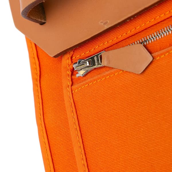 Pre-owned Hermès Toile Herbag Zip 31 Orange