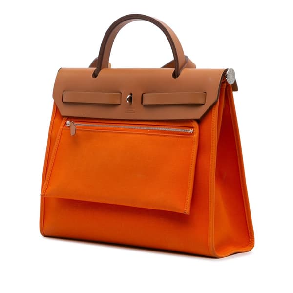 Pre-owned Hermès Toile Herbag Zip 31 Orange