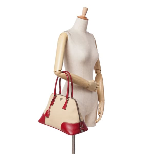 Pre-owned Prada Cinghiale Trimmed Canapa Handbag Brown