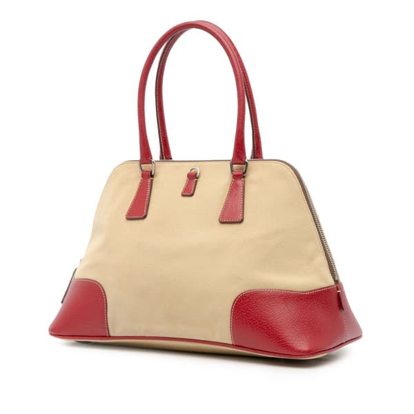 Pre-owned Prada Cinghiale Trimmed Canapa Handbag Brown
