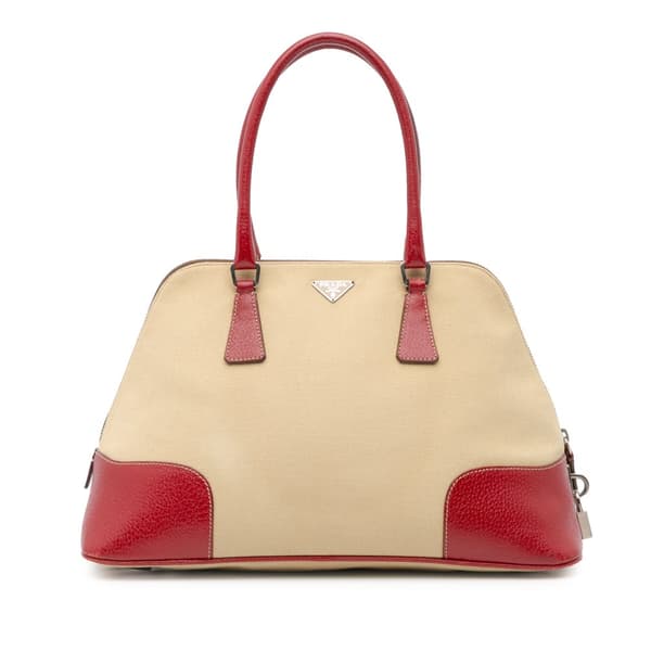 Pre-owned Prada Cinghiale Trimmed Canapa Handbag Brown