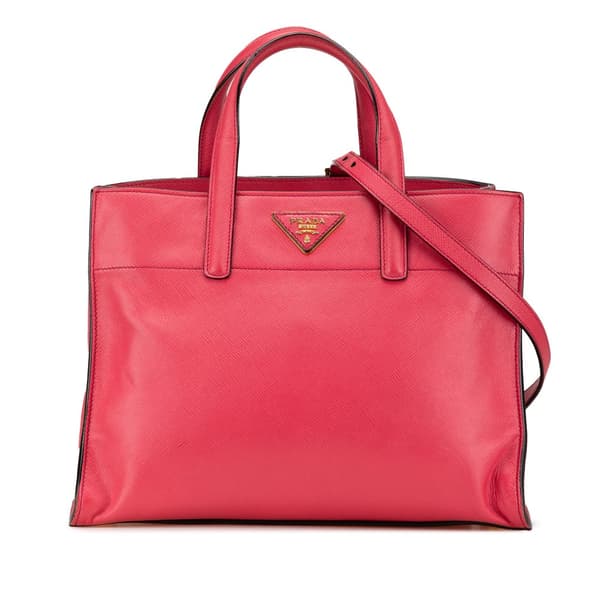 Pre-owned Prada Saffiano Soft Triple Pocket Tote Pink