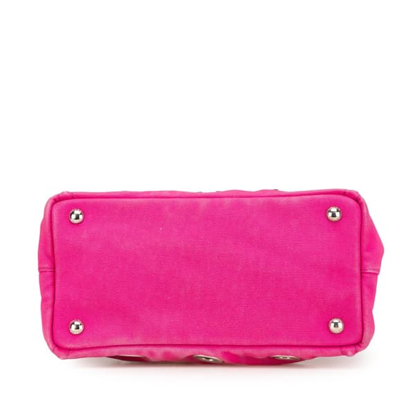 Pre-owned Prada Small Canvas Canapa Grommet Satchel Pink